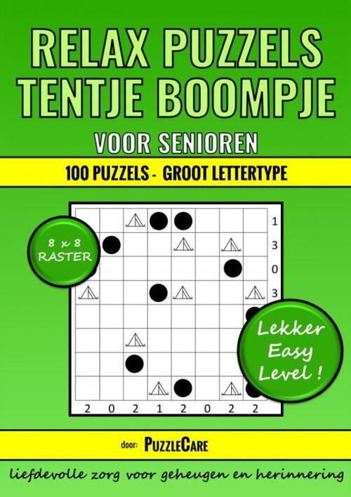 Tentje Boompje Relax Puzzels Voor Senioren 8x8 Raster 100 Puzzels Groot Lettertype Lekker